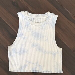 Aerie Sky Blue and White Crop Top
